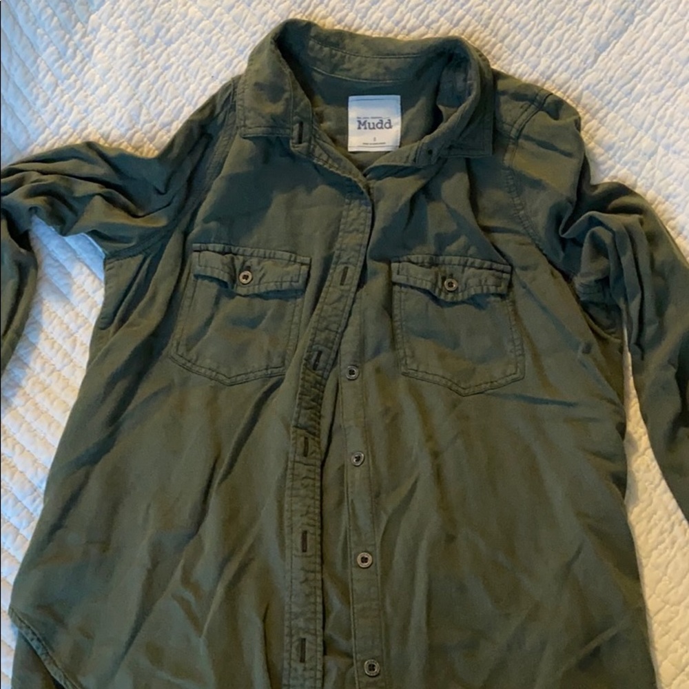 COPY - hunter green button down blouse